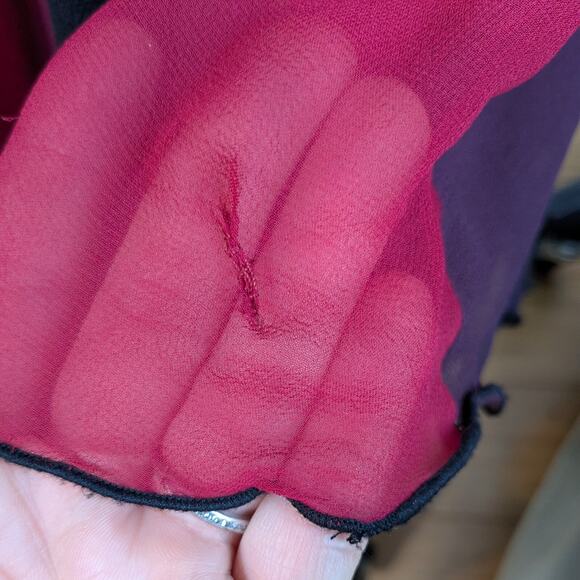 Vintage Cache Prom Dress Maxi Gown 2 Red Black Y2K Silk Fairy Goth 90s Babydoll - Picture 16 of 16